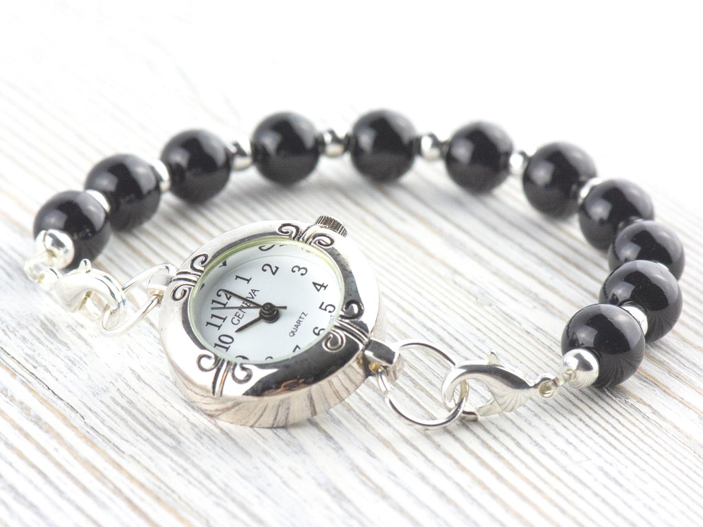Petals White Dial Silvertone Round Watch Face • DIY Beading Watch • Jewelry Making • Analog • Loops and Battery Included