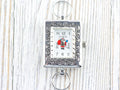Santa Claus Watch Face | Square Watch Face | Holiday Watch Face | Wrist Watch Face | Beading Watch Face | Women's Silver Watch Face
