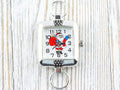 Santa Claus Watch Face, Square White Face, Festive Holiday Jewelry
