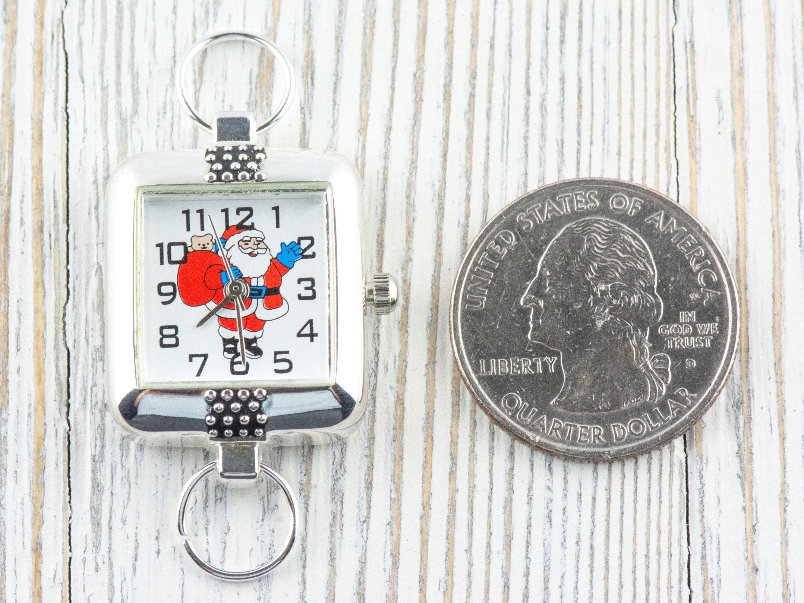 Santa Claus Watch Face, Square White Face, Festive Holiday Jewelry