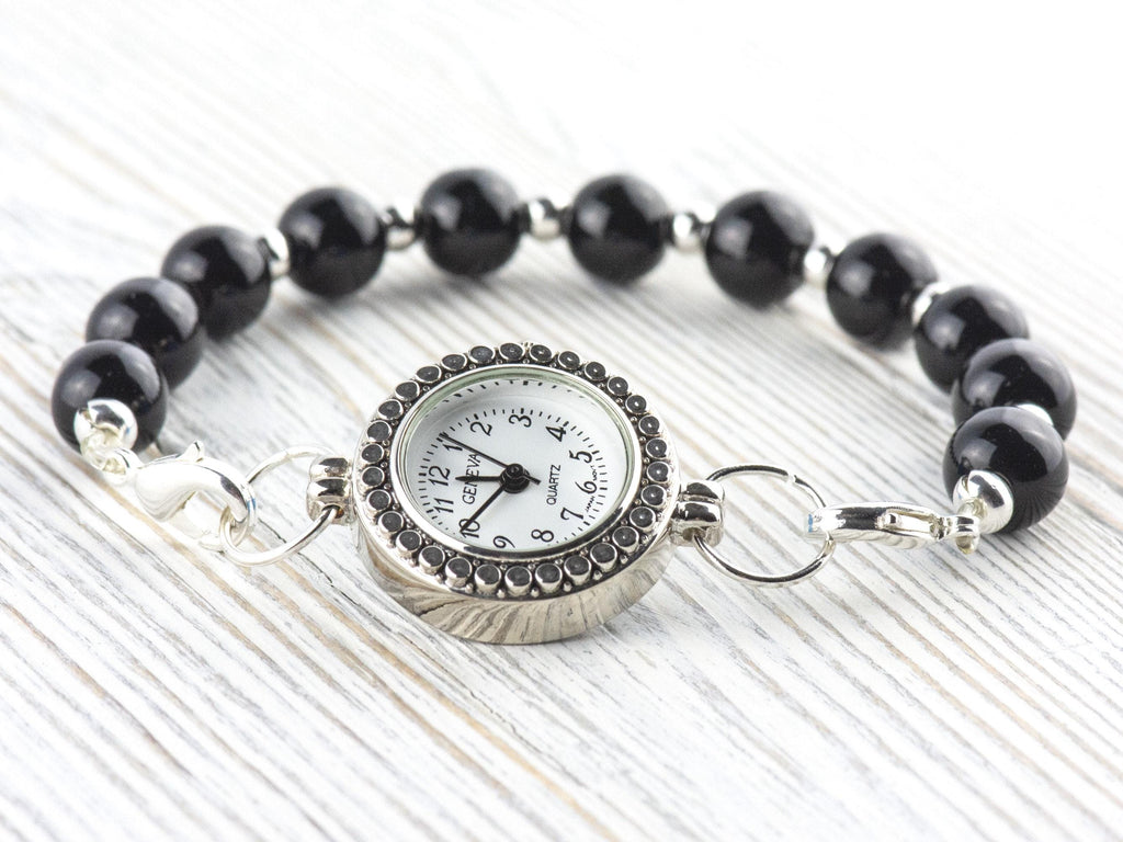 White Dial Silvertone Round Dotted Watch Face • DIY Beading Watch • Jewelry Making • Analog • Loops and Battery Included