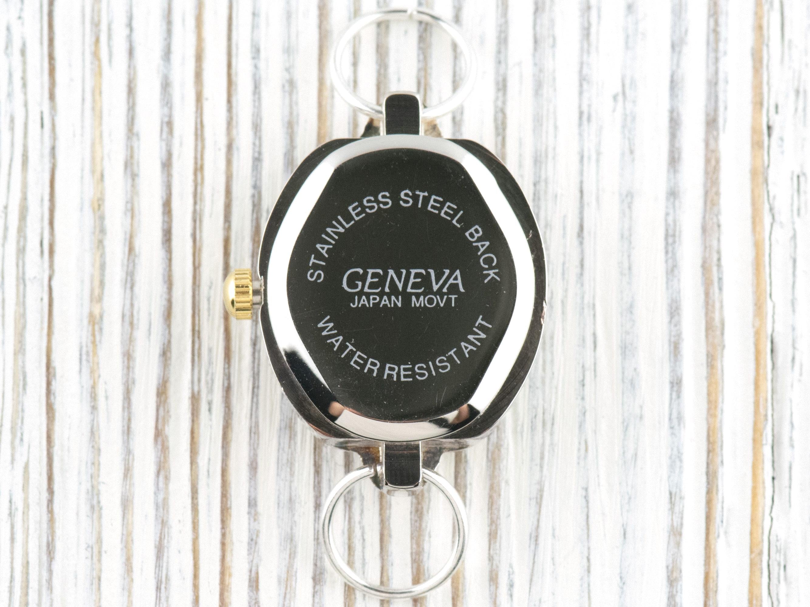 White Dial Two-Tone Square Watch Face • DIY Beading Watch • Jewelry Making • Analog • Loops and Battery Included
