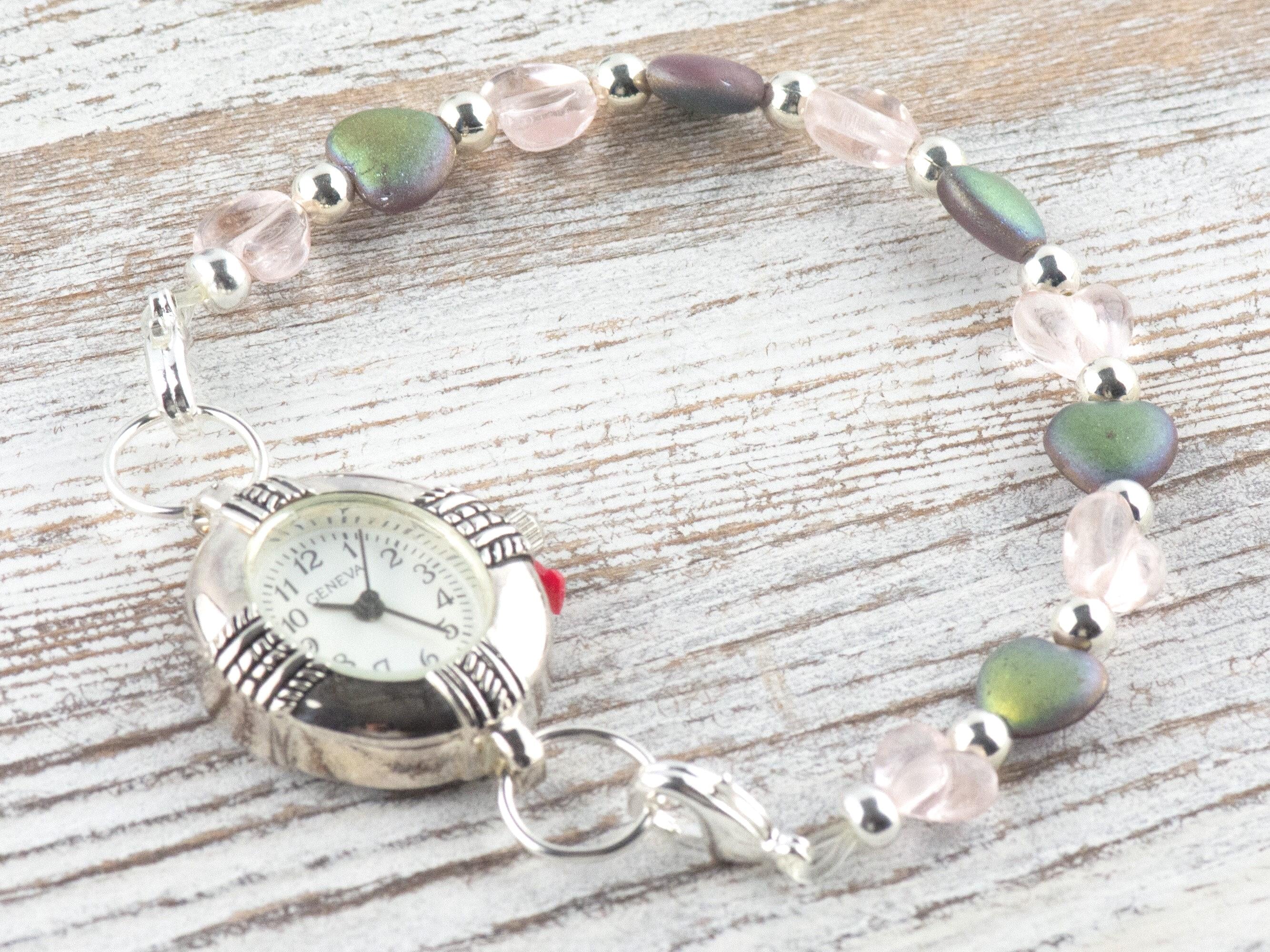 Purple Heart Mix Interchangeable Stretch Beaded Watch Band • Medical ID Bracelet • Single Strand • Handmade Jewelry