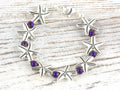 Purple Starfish Interchangeable Stretch Beaded Watch Band • Medical ID Bracelet • Single Strand • Handmade Jewelry