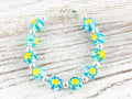 Yellow Starburst Glass Interchangeable Stretch Beaded Watch Band • Medical ID Bracelet • Single Strand • Handmade Jewelry