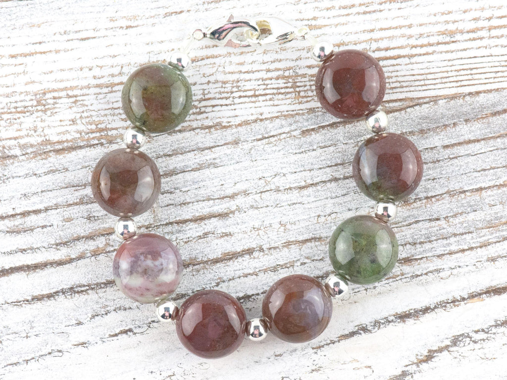 Fancy Jasper Puffs Interchangeable Stretch Beaded Watch Band • Medical ID Bracelet • Single Strand • Handmade Gemstone Jewelry