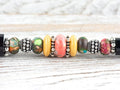Moon Over Miami Beaded Black Stylus Pen • Lampwork Glass Beads • Metal Ballpoint