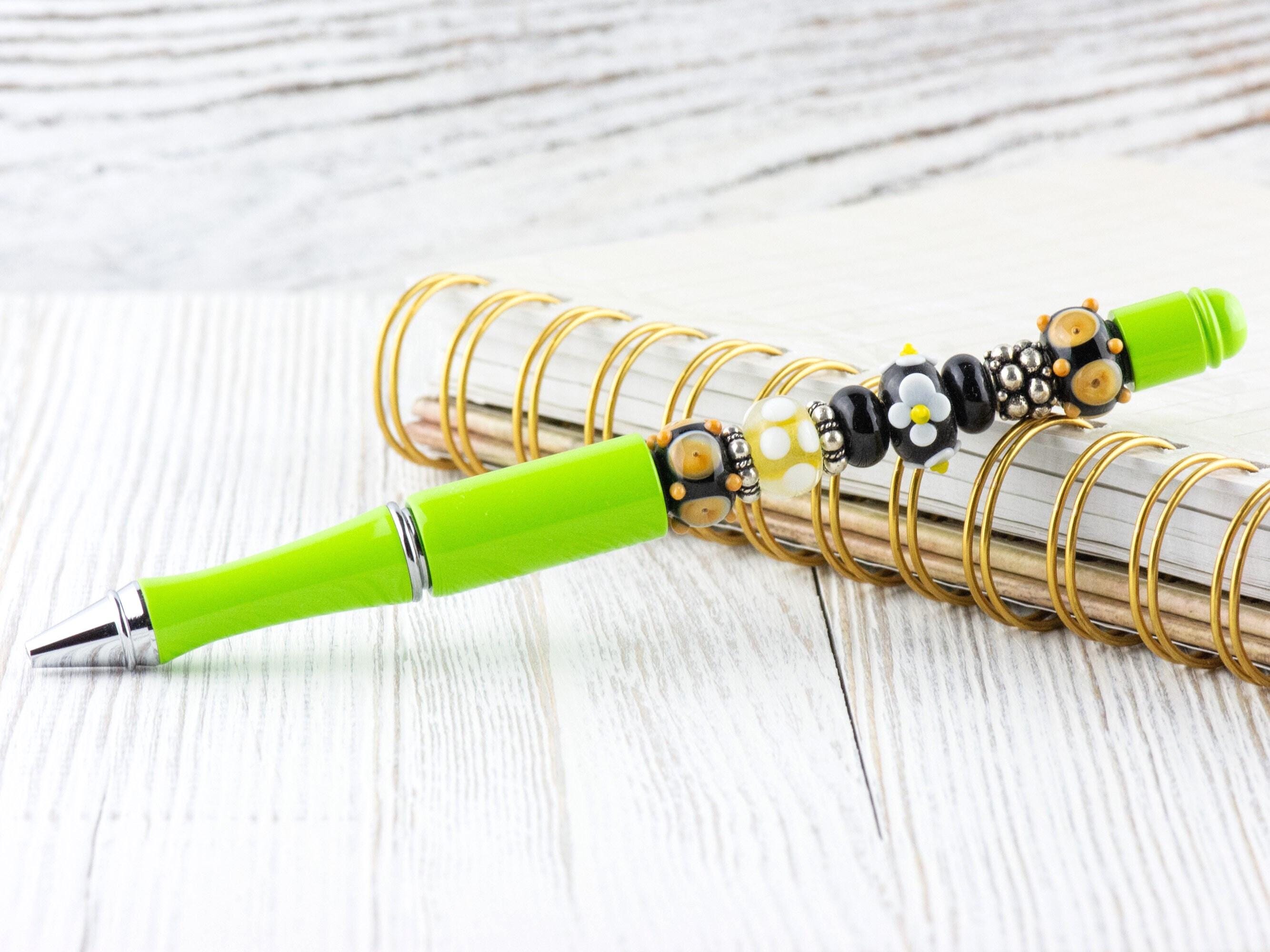 Desert Daisy Beaded Metal Ballpoint Pen with Lampwork Glass Beads • Refillable