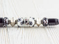 Black and White Beaded Metal Ballpoint Pen with Lampwork Glass Beads • Refillable
