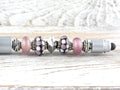 Lilac Love Beaded Silver Stylus Pen • Lampwork Glass Beads • Metal Ballpoint