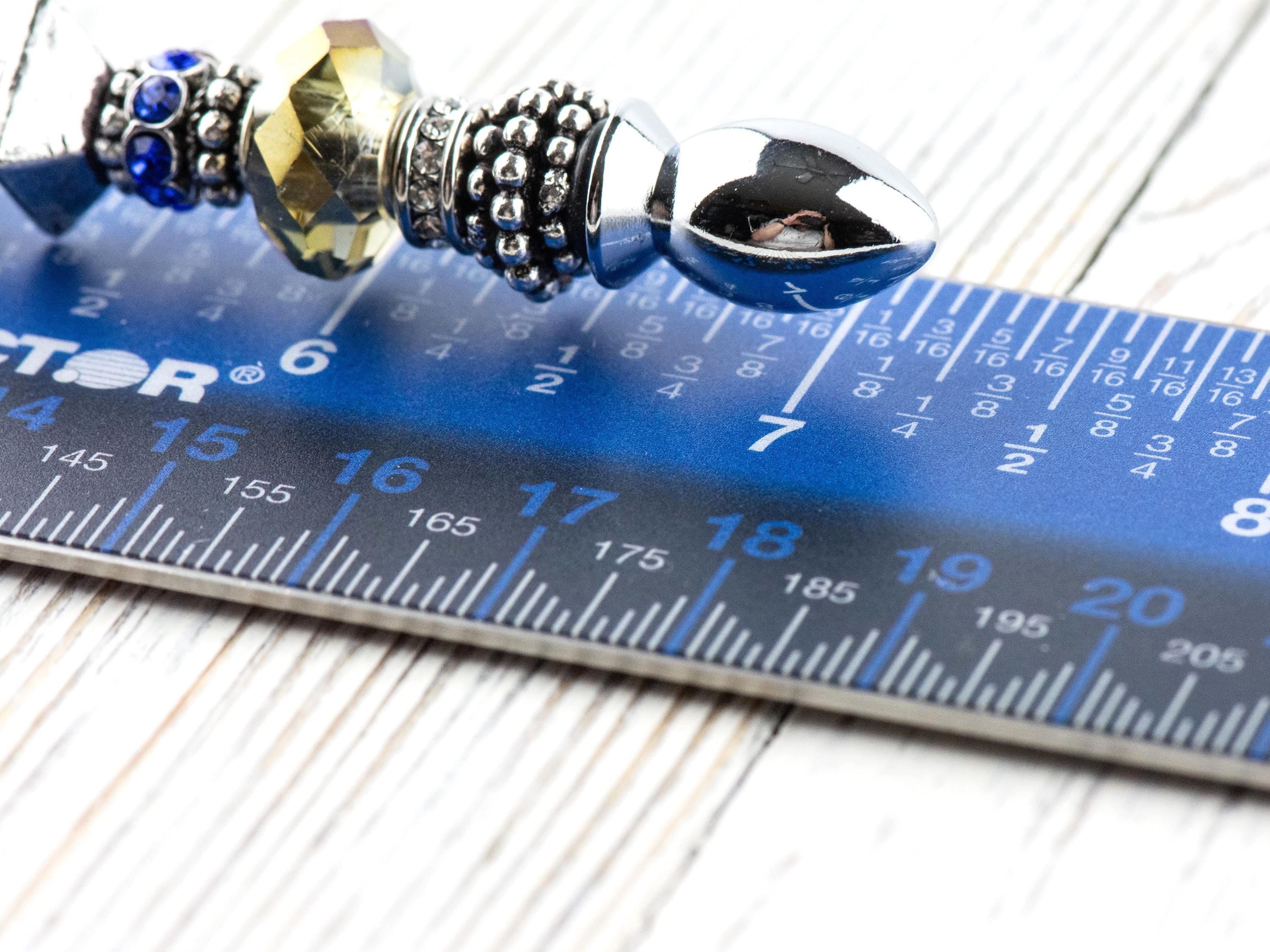 Blue Shale Glass Beaded Silver Letter Opener • Paper Knife • Desk Accessory