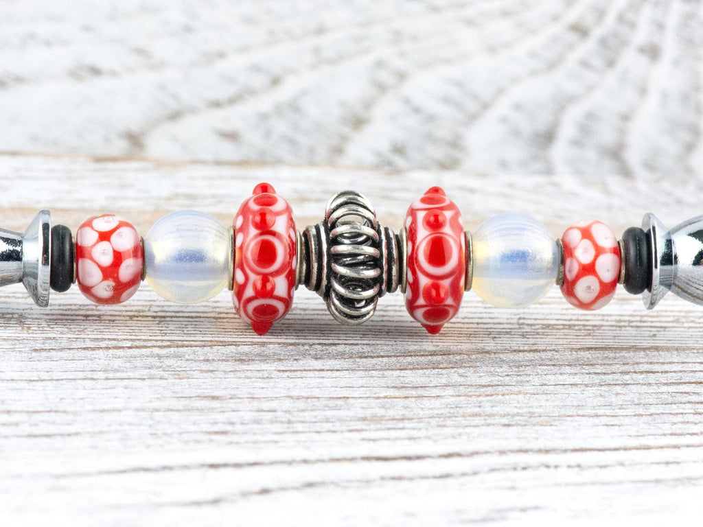Picnic in the Park Glass Beaded Silver Letter Opener • Paper Knife • Desk Accessory