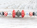 Picnic in the Park Glass Beaded Silver Letter Opener • Paper Knife • Desk Accessory