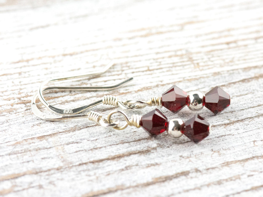 January Birthstone Earrings, Minimalist Swarovski Earrings, Birthstone Earrings for Her, January Earrings Gift