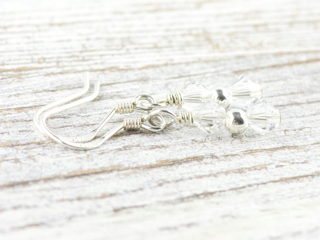 April Birthstone Earrings, Crystal Diamond Earrings, Birthday Earrings for Her, Minimalist Birthstone Earrings