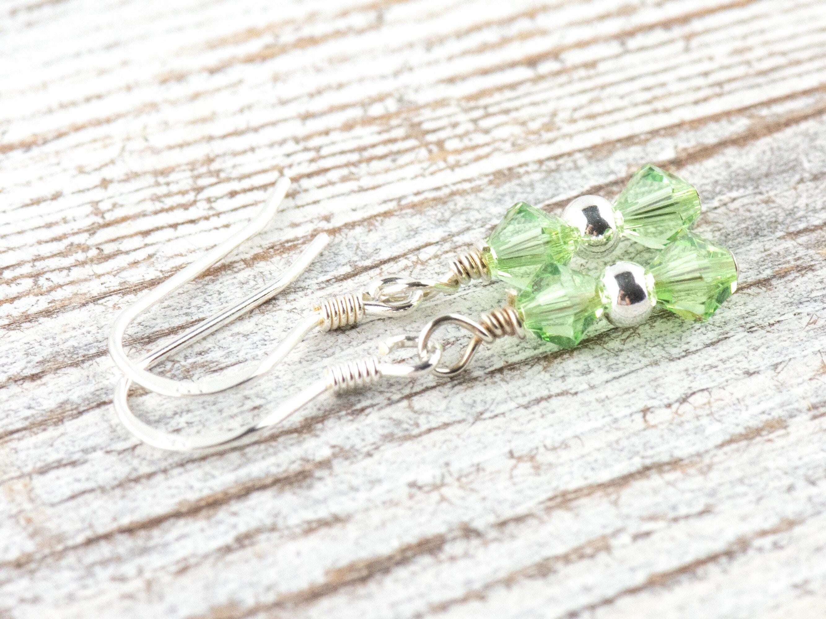August Birthstone Earrings, Minimalist Swarovski Earrings, Birthday Earrings for Her, Peridot Birthstone Earrings
