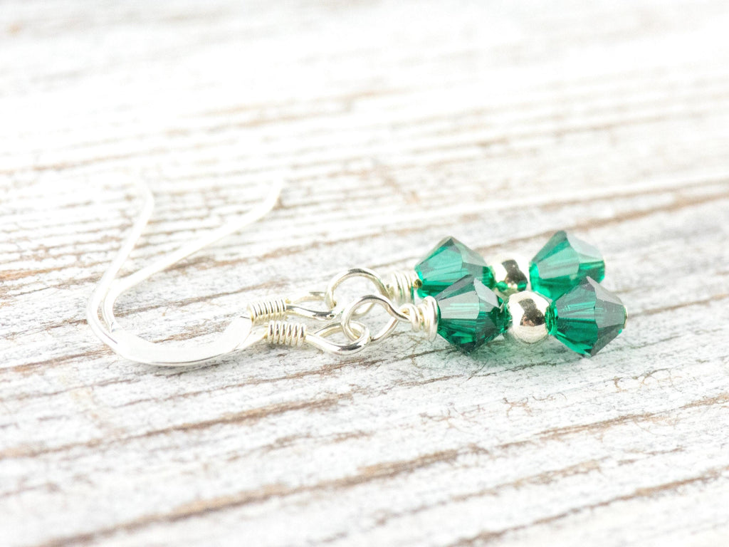 May Birthstone Earrings, Green Emerald Earrings, May Earrings Gift, Minimalist Swarovski Earrings, Crystal Earrings Birthstone