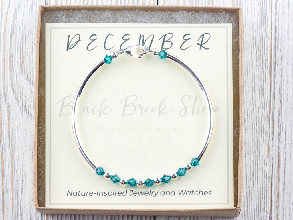 December Birthstone, Blue Zircon Birthstone Bracelet, Birth Month Bracelet, Swarovski Blue Bracelet, December Bracelet Gift