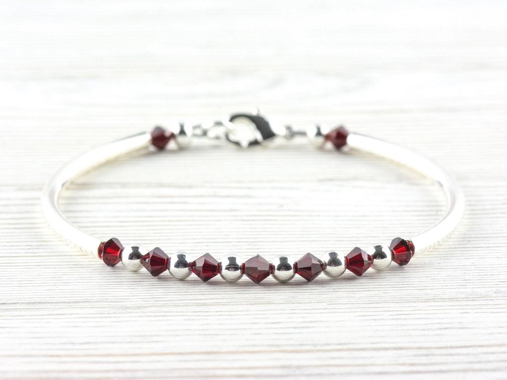 January Birthstone, Garnet Birthstone Bracelet, Birth Month Bracelet, January Bracelet Gift, Birth Stone Bracelet