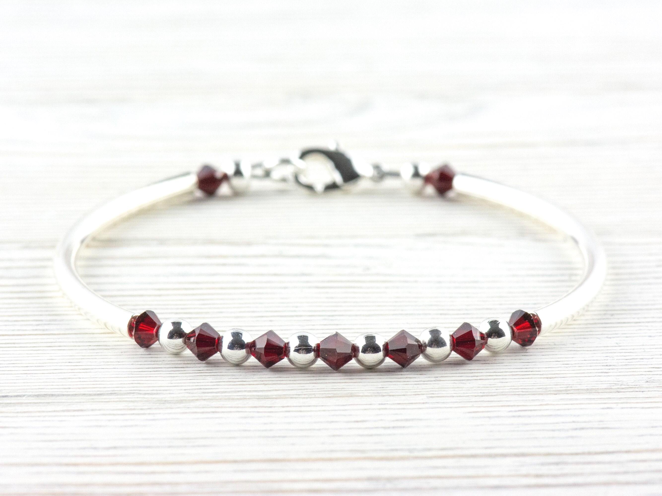 January Birthstone, Garnet Birthstone Bracelet, Birth Month Bracelet, January Bracelet Gift, Birth Stone Bracelet