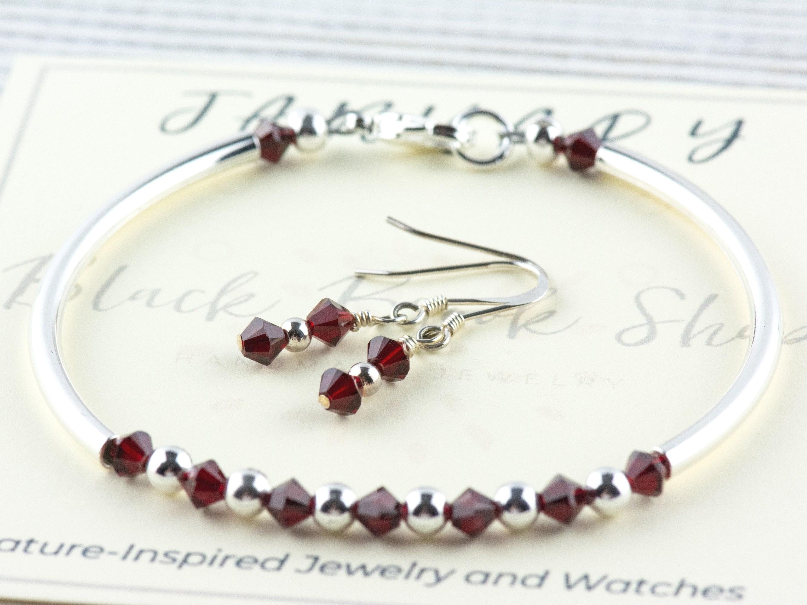 January Birthstone, Garnet Birthstone Bracelet, Birth Month Bracelet, January Bracelet Gift, Birth Stone Bracelet