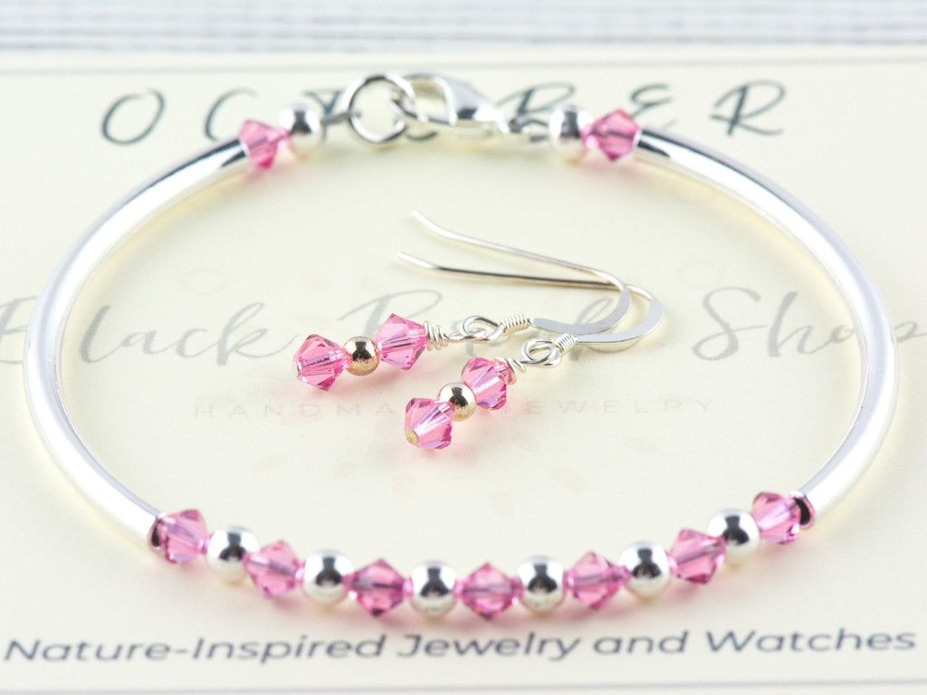 October Birthstone, Rose Birthstone Bracelet, Birth Month Bracelet, Birth Stone Bracelet, October Bracelet Gift
