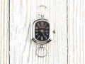 Black Dial Silvertone Rectangle Watch Face • DIY Beading Watch • Jewelry Making • Analog • Loops and Battery Included