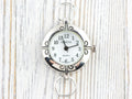 Petals White Dial Silvertone Round Watch Face • DIY Beading Watch • Jewelry Making • Analog • Loops and Battery Included