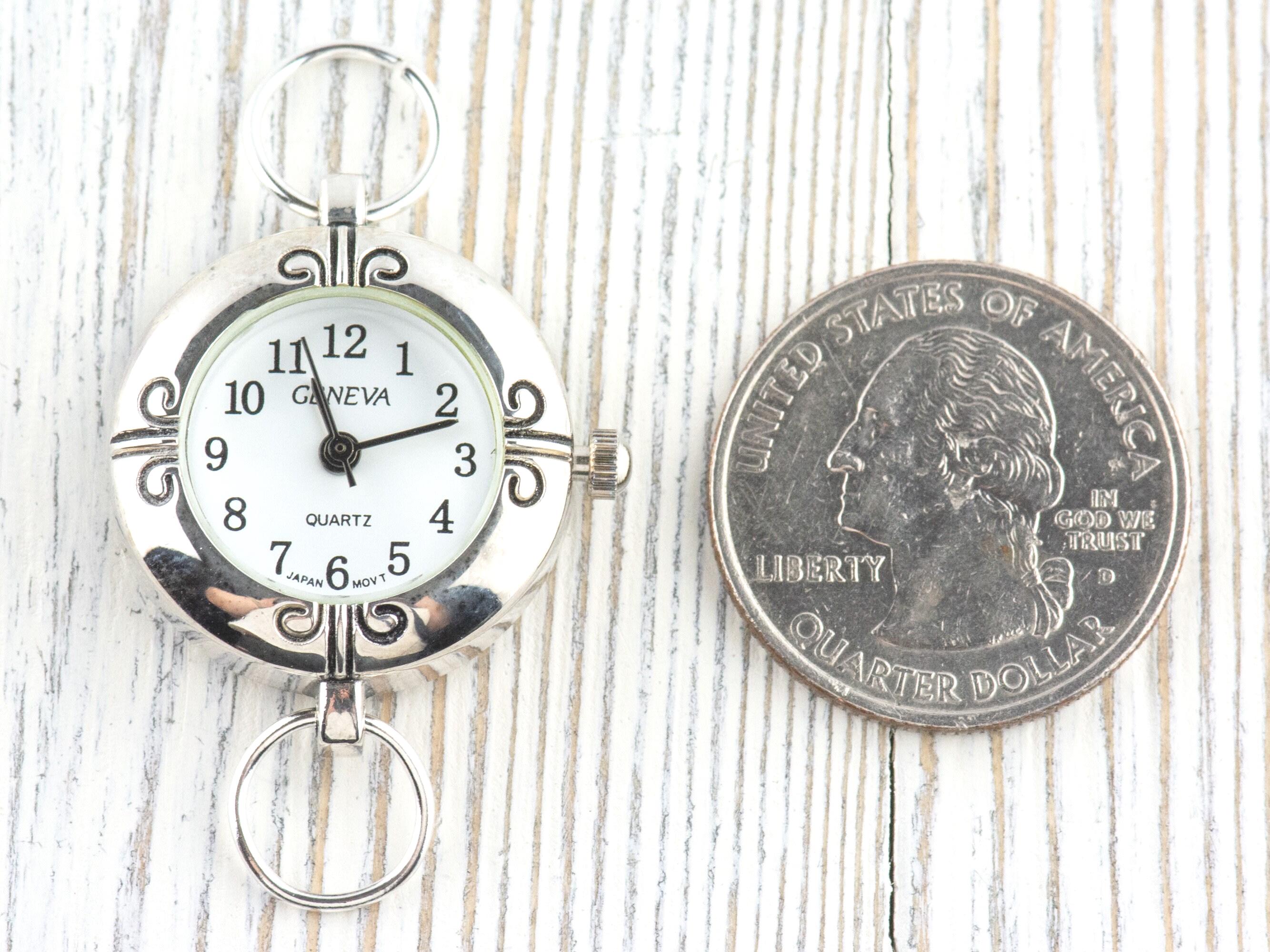 Petals White Dial Silvertone Round Watch Face • DIY Beading Watch • Jewelry Making • Analog • Loops and Battery Included