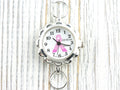 Pink Ribbon Silvertone Flower Watch Face • White Dial • DIY Beading Watch • Jewelry Making • Analog • Loops and Battery Included