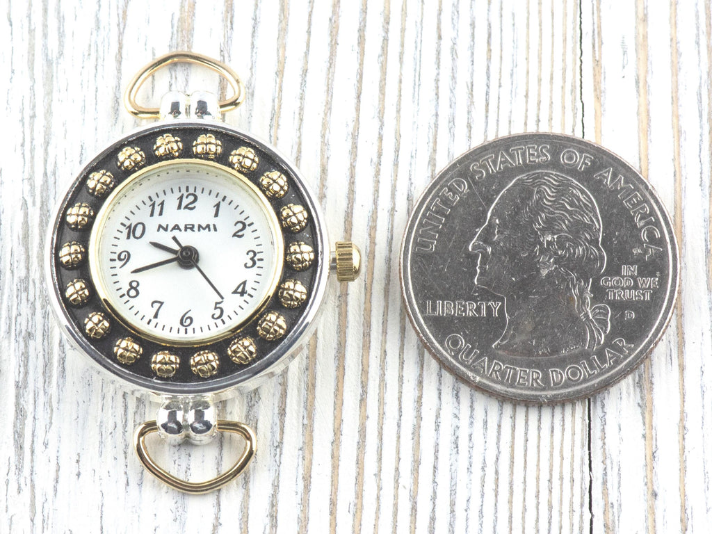 Dandelion White Dial Two-Tone Round Watch Face • DIY Beading Watch • Jewelry Making • Analog • Loops and Battery Included
