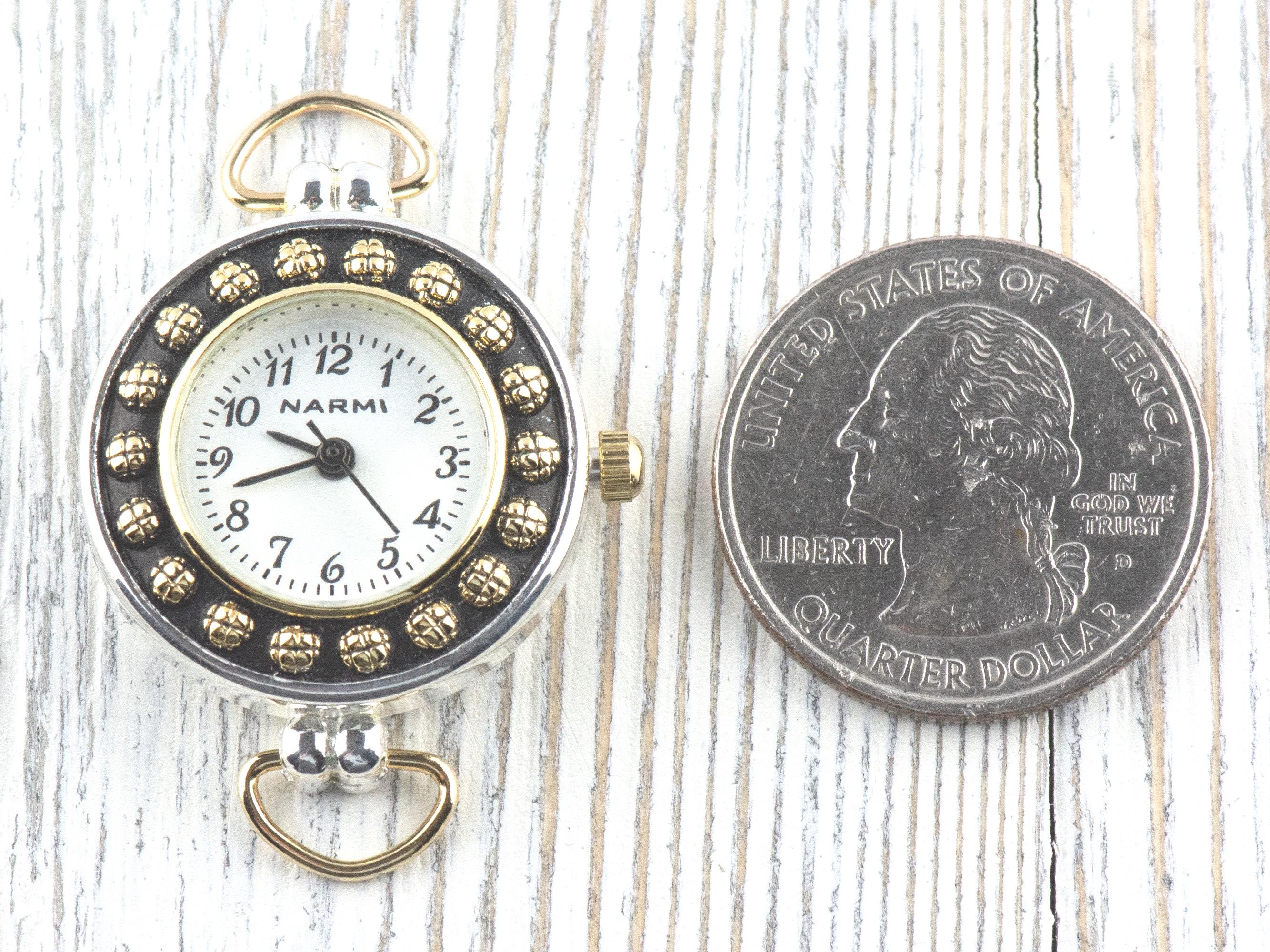 Dandelion White Dial Two-Tone Round Watch Face • DIY Beading Watch • Jewelry Making • Analog • Loops and Battery Included