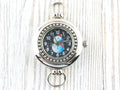 Watch Face, White Snowman, Round Silvertone, Black Face, Christmas Watch Face