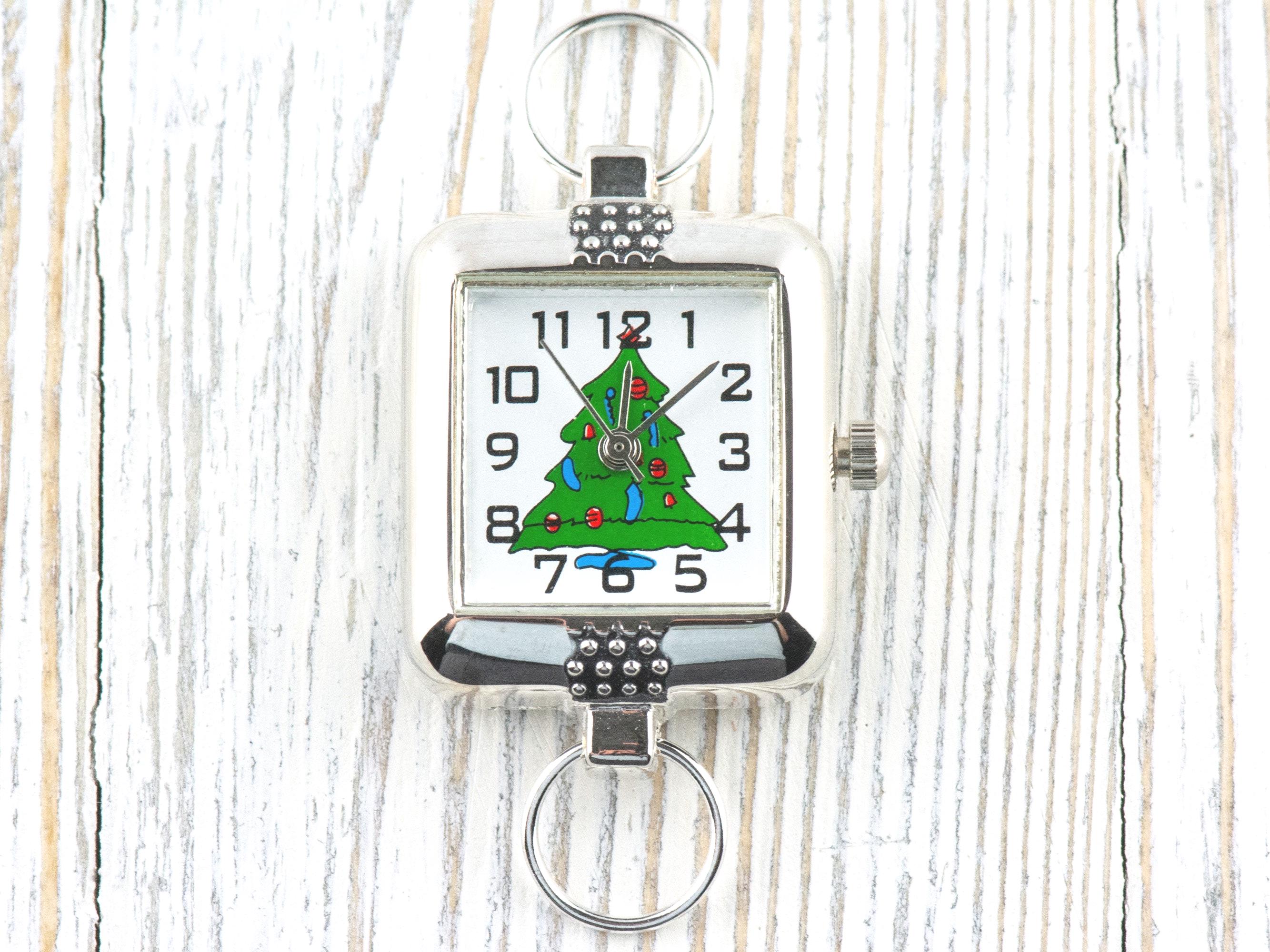 Watch Face, Christmas Tree, Square, White Face, Christmas Watch, Holiday Jewelry, Festive