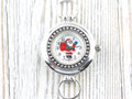 Santa Claus Watch Face, Round White Watch Face, Festive Holiday Jewelry