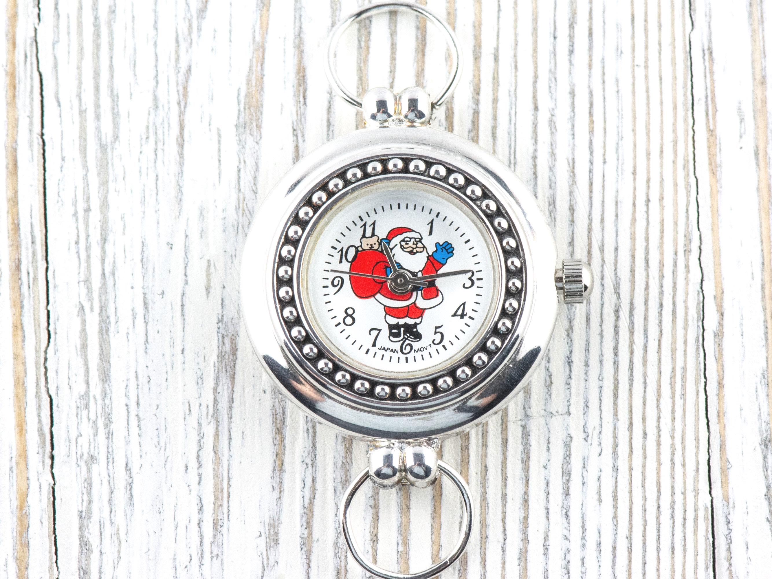 Santa Claus Watch Face, Round White Watch Face, Festive Holiday Jewelry
