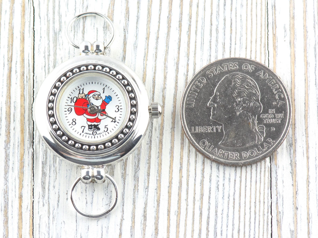 Santa Claus Watch Face, Round White Watch Face, Festive Holiday Jewelry