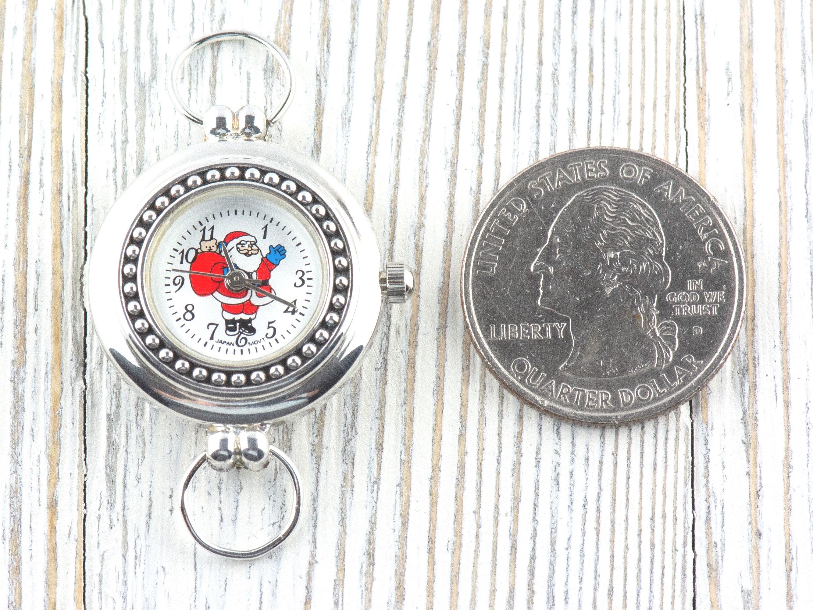 Santa Claus Watch Face, Round White Watch Face, Festive Holiday Jewelry