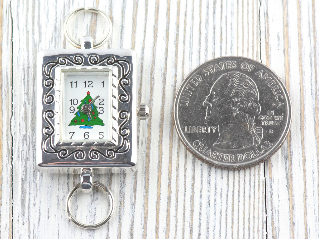 Christmas Tree Watch Face | Square Watch Face | Holiday Watch Face | Wrist Watch Face | Beading Watch Face | Women's Silver Watch Face