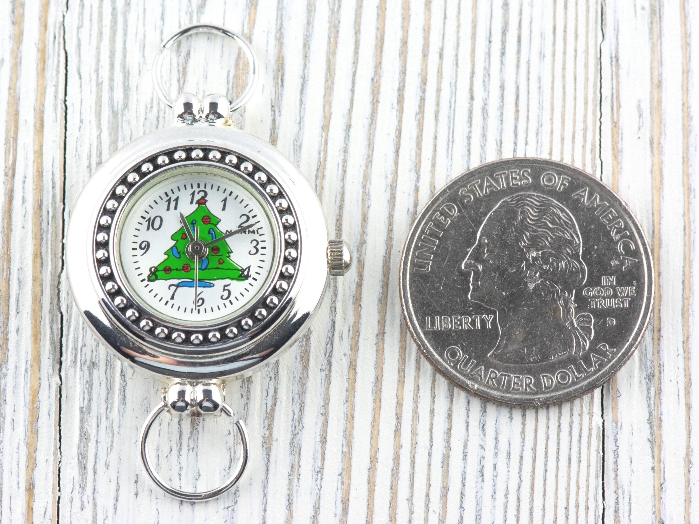 Christmas Tree Watch Face, Round White Watch Face, Christmas Watch, Festive Holiday Jewelry