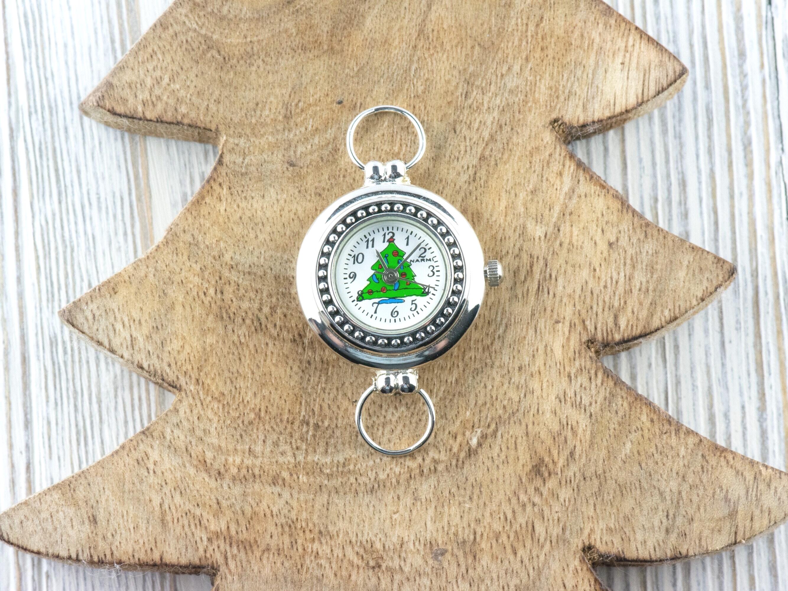 Christmas Tree Watch Face, Round White Watch Face, Christmas Watch, Festive Holiday Jewelry