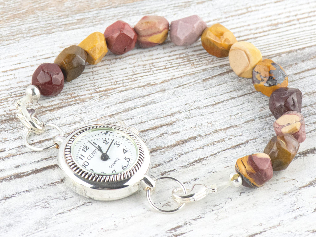 Mookaite Jasper Nugget Interchangeable Stretch Beaded Watch Band • Medical ID Bracelet • Single Strand • Handmade Gemstone Jewelry