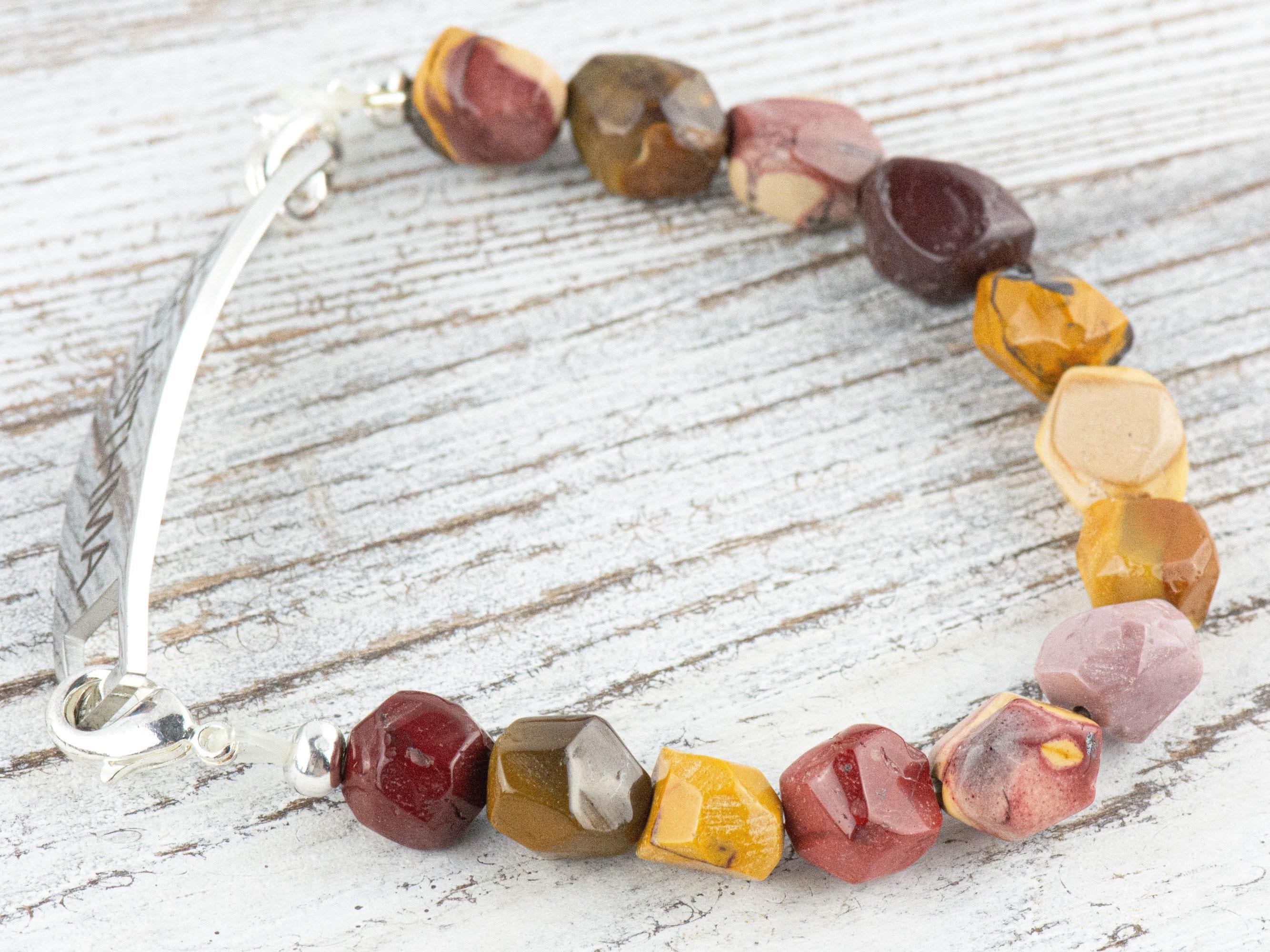 Mookaite Jasper Nugget Interchangeable Stretch Beaded Watch Band • Medical ID Bracelet • Single Strand • Handmade Gemstone Jewelry