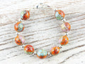 Cloisonne Round Orange Mix Interchangeable Stretch Beaded Watch Band • Medical ID Bracelet • Single Strand • Handmade Jewelry