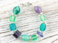 Blue and Purple Mix Interchangeable Stretch Beaded Watch Band • Medical ID Bracelet • Single Strand • Handmade Jewelry