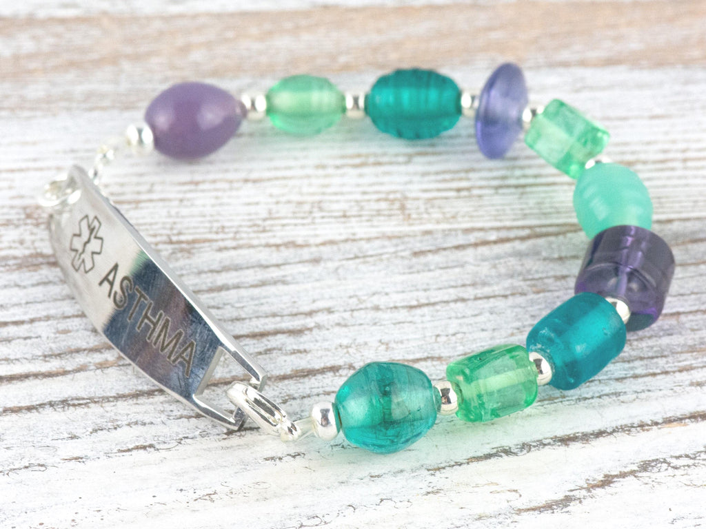 Blue and Purple Mix Interchangeable Stretch Beaded Watch Band • Medical ID Bracelet • Single Strand • Handmade Jewelry