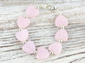 Pink Hearts Interchangeable Stretch Beaded Watch Band • Medical ID Bracelet • Single Strand • Handmade Jewelry