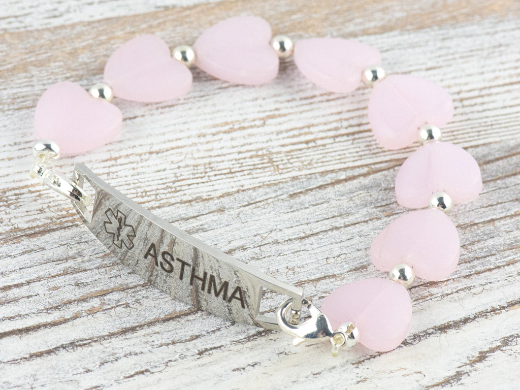Pink Hearts Interchangeable Stretch Beaded Watch Band • Medical ID Bracelet • Single Strand • Handmade Jewelry
