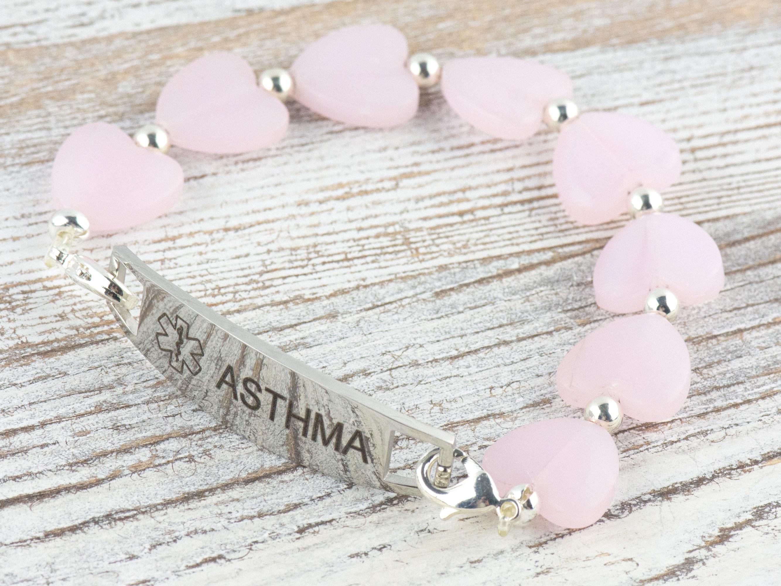 Pink Hearts Interchangeable Stretch Beaded Watch Band • Medical ID Bracelet • Single Strand • Handmade Jewelry