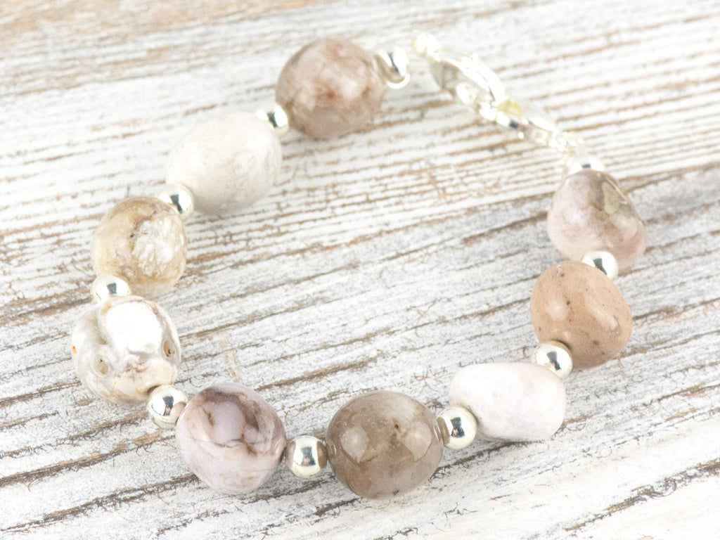 Agate Nugget Interchangeable Stretch Beaded Watch Band • Medical ID Bracelet • Single Strand • Handmade Gemstone Jewelry